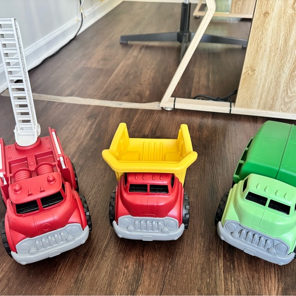 Green Toy brand - Eco-Friendly Red, Yellow, and Green Toy Truck Set - Picture 1 of 10